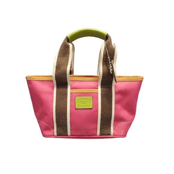 Coach Hampton Mini Satchel/Top Handle Tote Bag Womens Pink Multi‎ Canvas Zipper - Picture 1 of 16